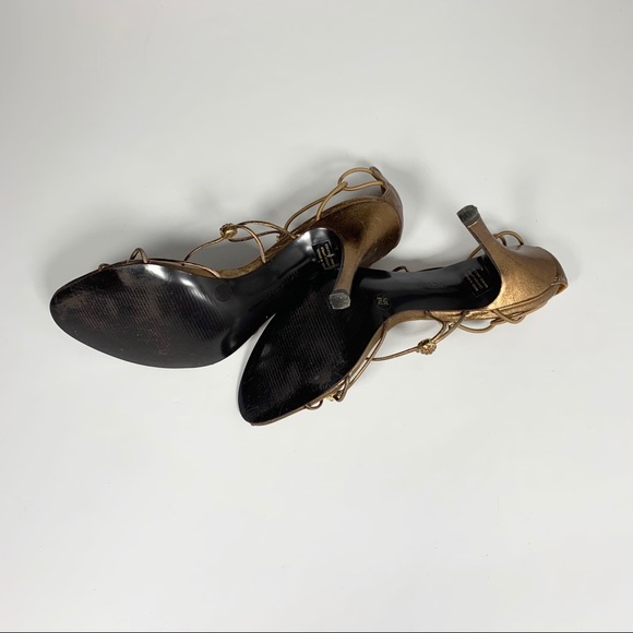 BCBGirls Copper Strappy Leather Heels Size 7.5 - Picture 8 of 8